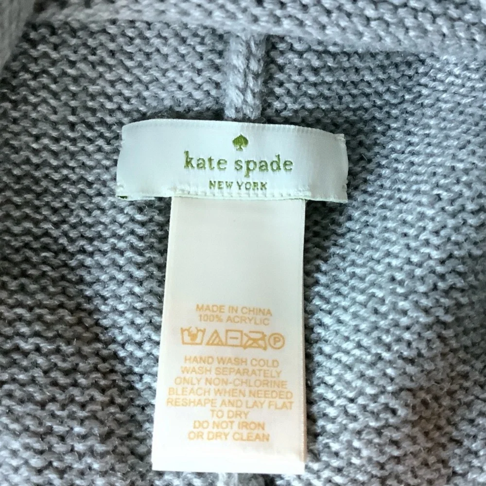Kate Spade Grey & Cream Bow Beanie Luxury Winter Casual